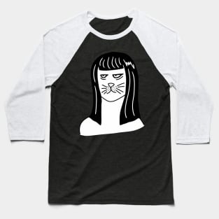 Tired Cat with Gothic Wig Baseball T-Shirt